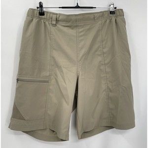 Columbia Men's Beige Cargo Shorts Elastic Waist Zip Pocket Mesh Detail Size‎ L